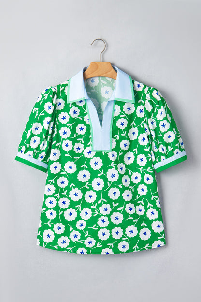 Threaded Pear Antonella Collar Short Sleeve Blouse