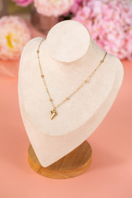 Threaded Pear Inaya alloy Puffed Heart Necklace