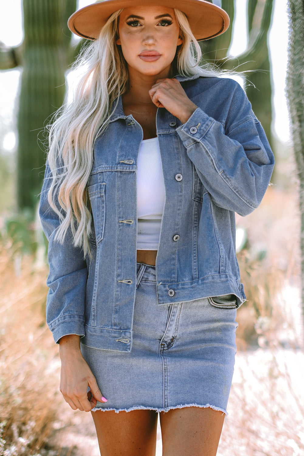 Threaded Pear Ella Wind Washed Oversize Jacket