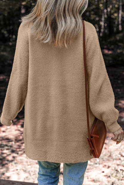 Threaded Pear Brooklyn Front Midi Solid Cardigan