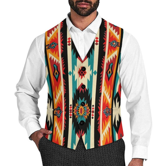 Baha Ranch Southwestern Aztec Men's Sleeveless Suit Vest