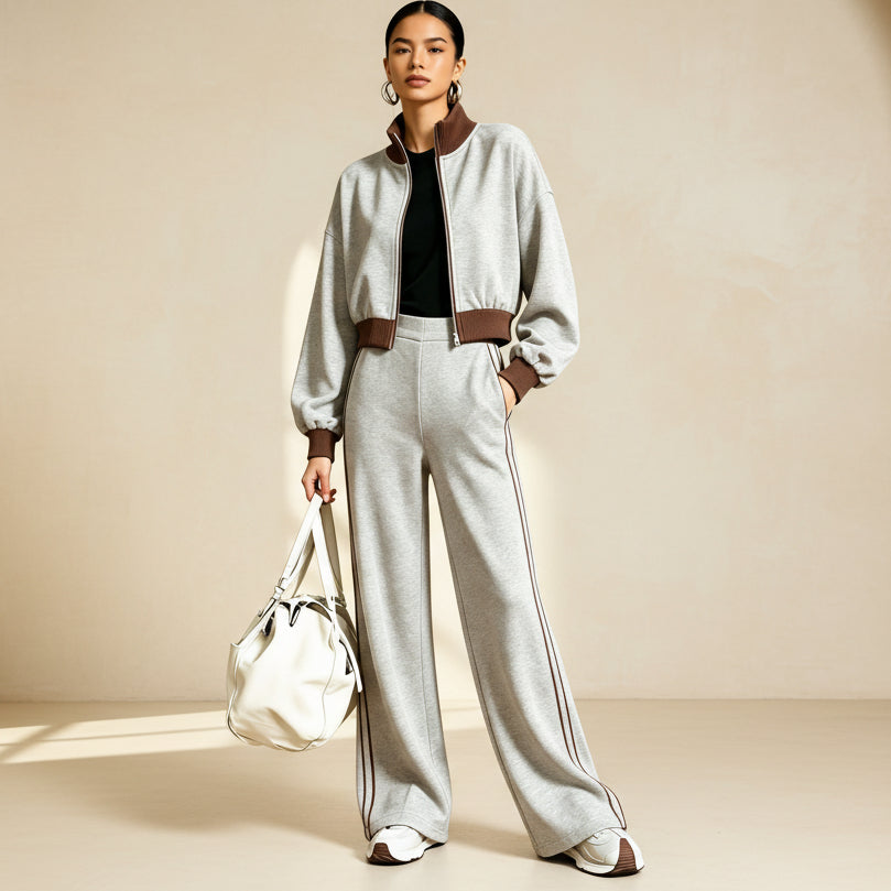 Women's Color-Block Ribbed Turtleneck Two-Piece Set