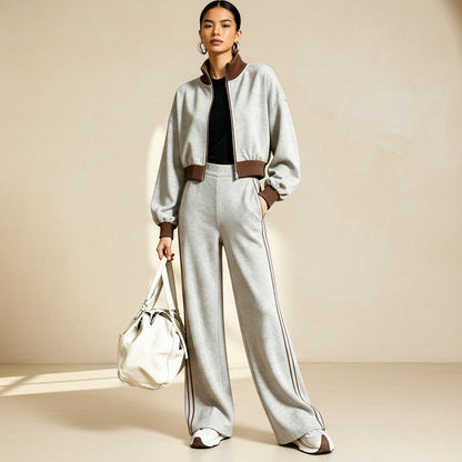 Women's Color-Block Ribbed Turtleneck Two-Piece Set