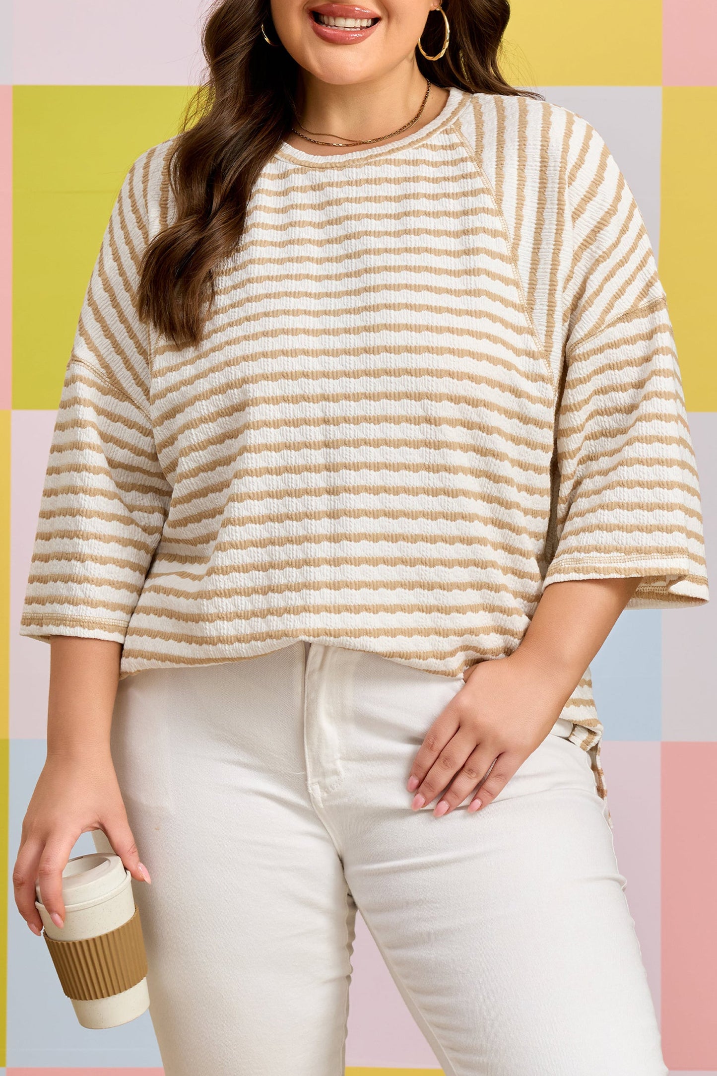 Threaded Pear Liv Detail Half Sleeve PLUS Top
