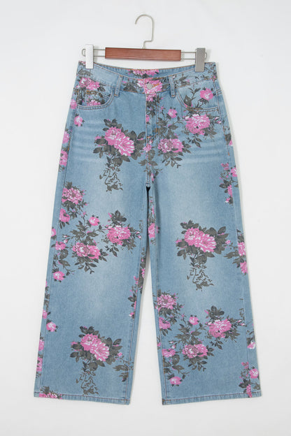 Threaded Pear Esme Floral Print Bootcut Jeans
