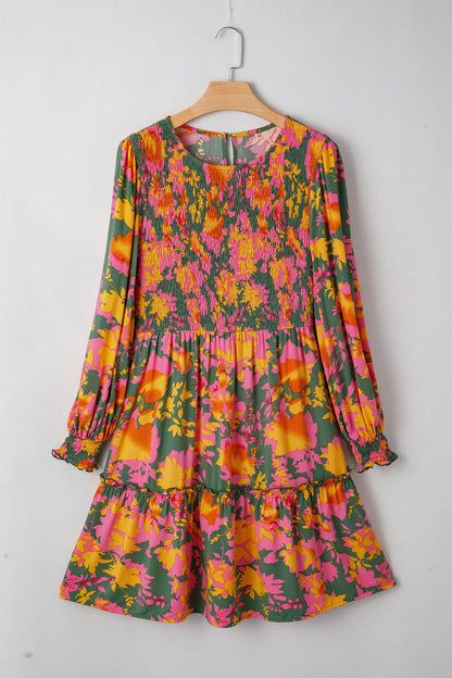 Threaded Pear Anna Smocked Ruffled Mini Dress