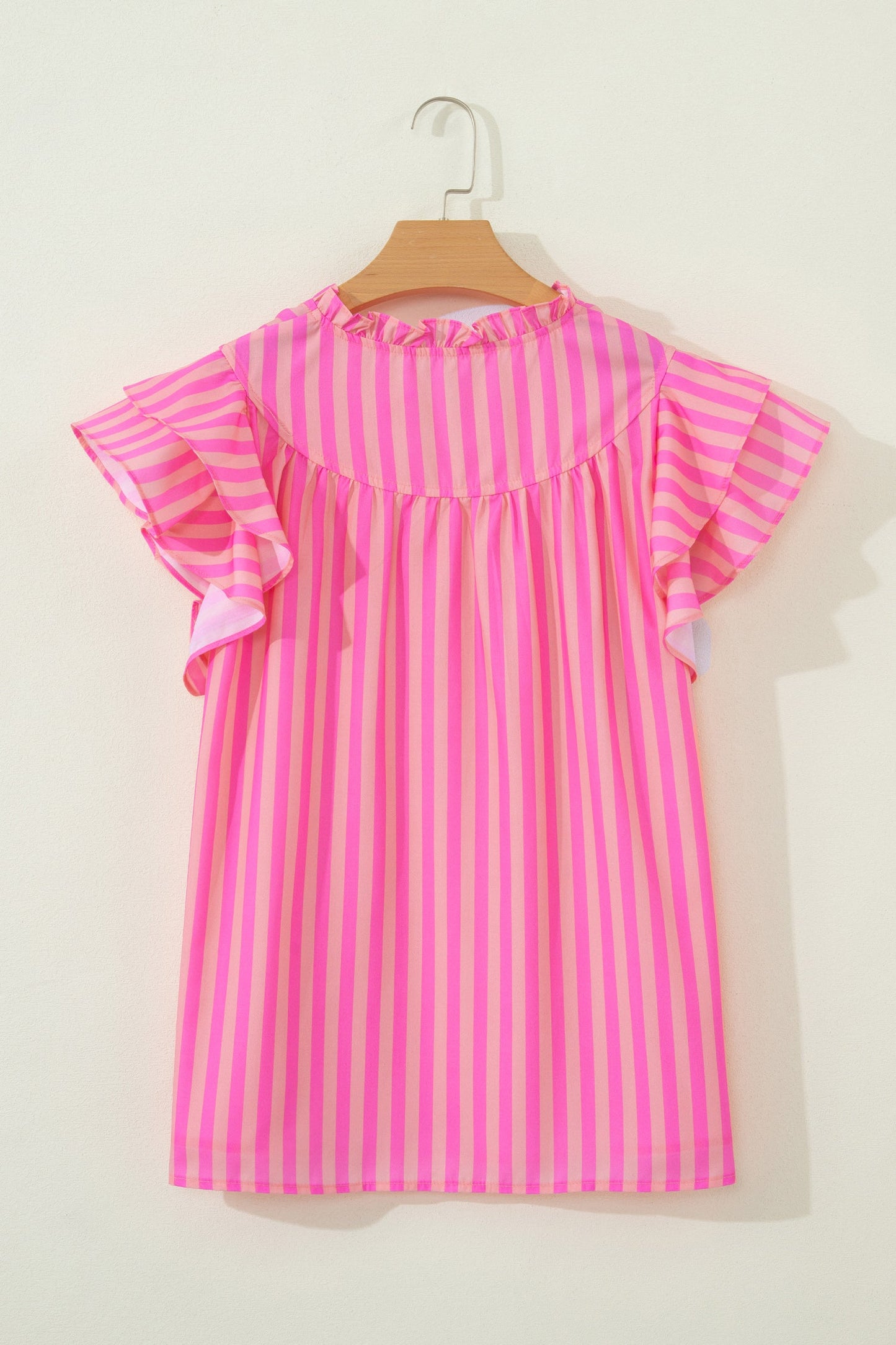 Threaded Pear Juniper Stripe Ruffled Summer Blouse