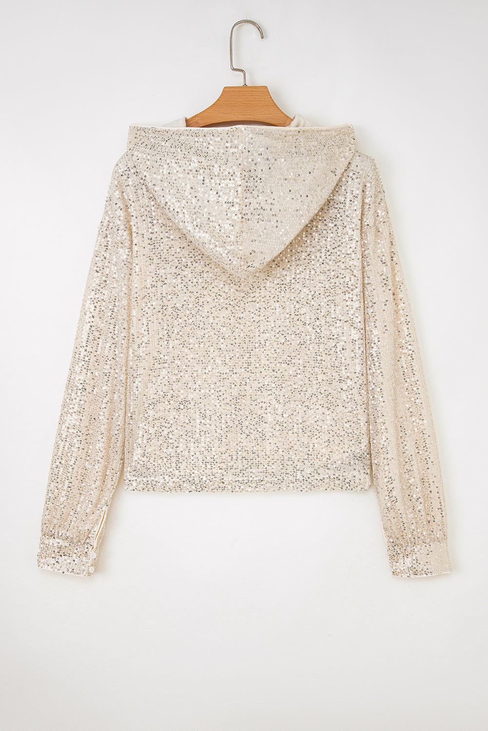Threaded Pear Stella Stream Sequin Hooded Long Sleeve Top