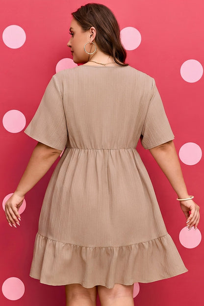 Threaded Pear Kaylee Ruffled Short Sleeve PLUS Dress