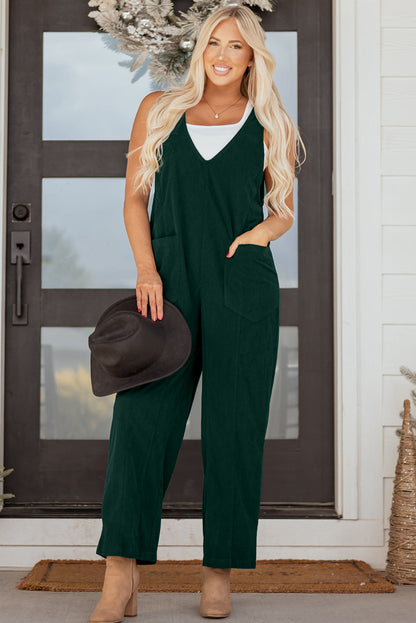 Threaded Pear Elle Corduroy Patched Sleeveless Jumpsuit