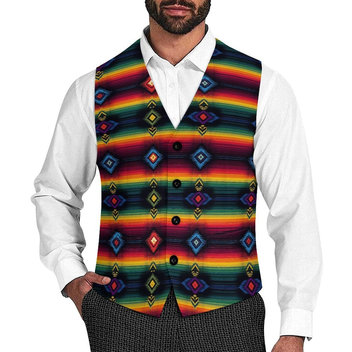 Baha Ranch Southwest Serape Men's Sleeveless Suit Vest