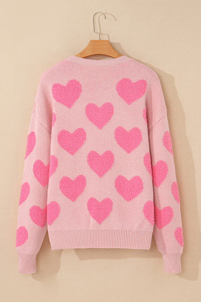 Threaded Pear Cali Heart Jacquard Knit Sweater