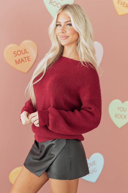 Threaded Pear Rosalina Backless Drop Shoulder Sweater