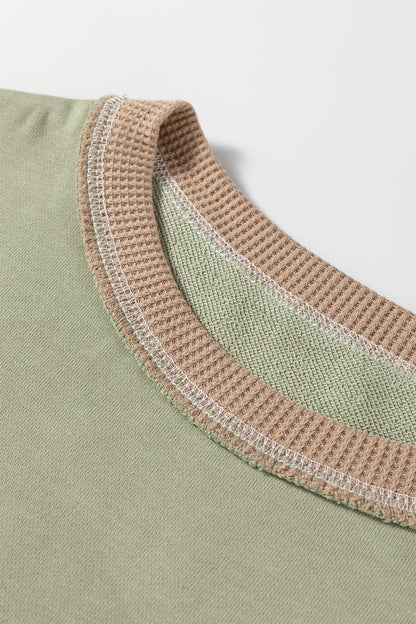 Threaded Pear Maelynn Waffle Patchwork Oversize Sweatshirt