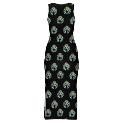 Baha Ranch Turquoise Naja Sleeveless Bodycon Side Slit Maxi Dress