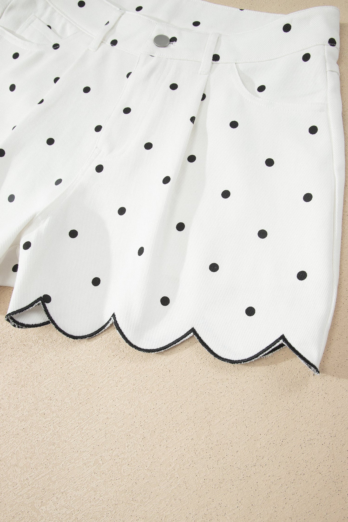 Threaded Pear Elise Embroidered Scallop Hem Shorts