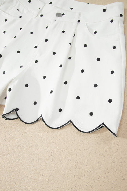 Threaded Pear Elise Embroidered Scallop Hem Shorts