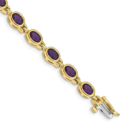 Genuine Amethyst 14K Yellow Gold Bracelet