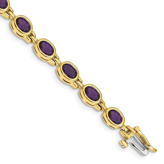Genuine Amethyst 14K Yellow Gold Bracelet