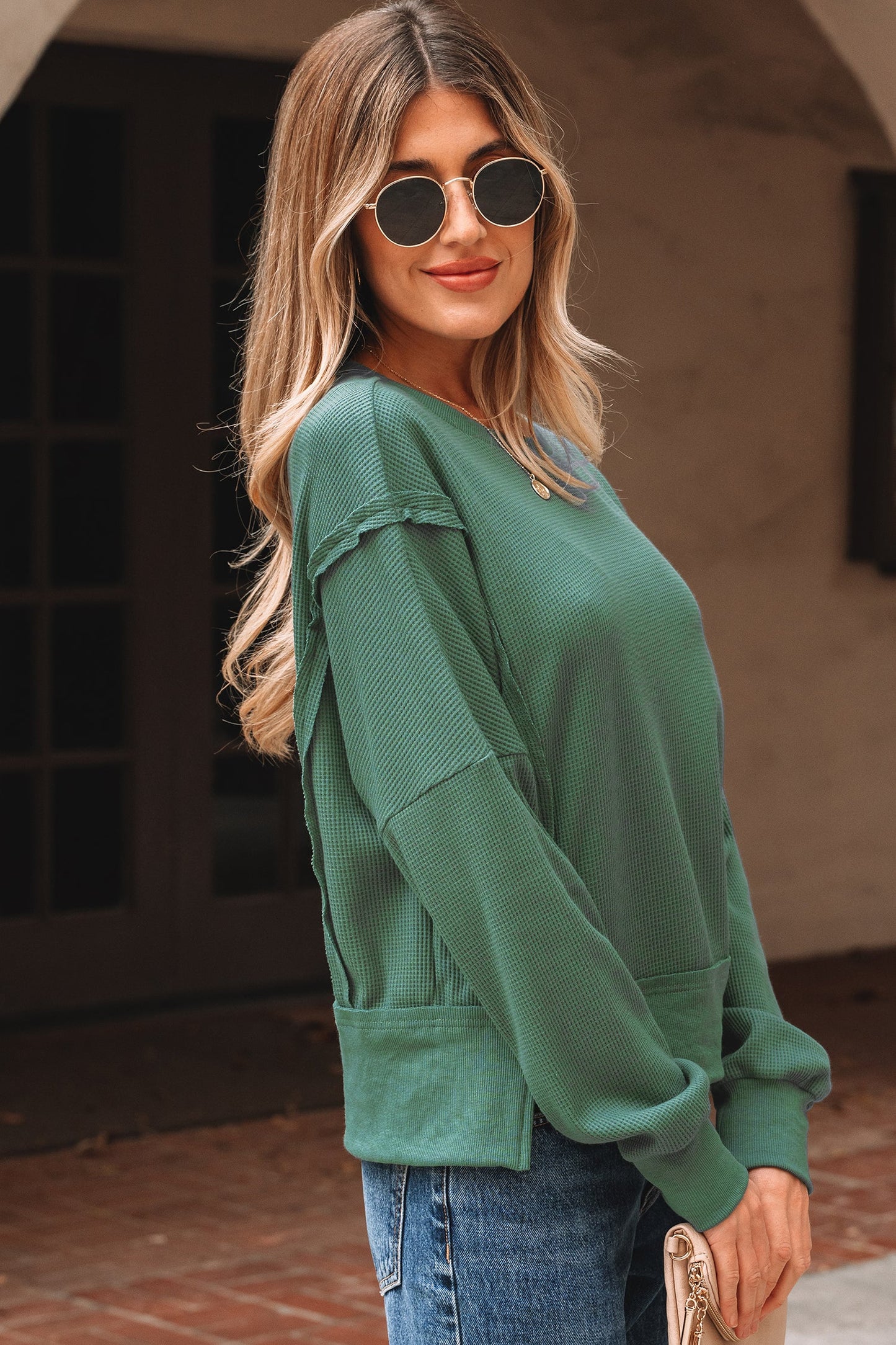 Threaded Pear Noah Ribbed Drop Shoulder Sweatshirt