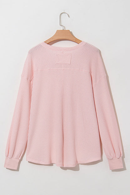 Threaded Pear Talinia Shoulder Loose Blouse Long Sleeve Top