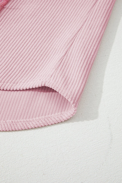 Threaded Pear Sophia Corduroy Flap Patchwork Shacket