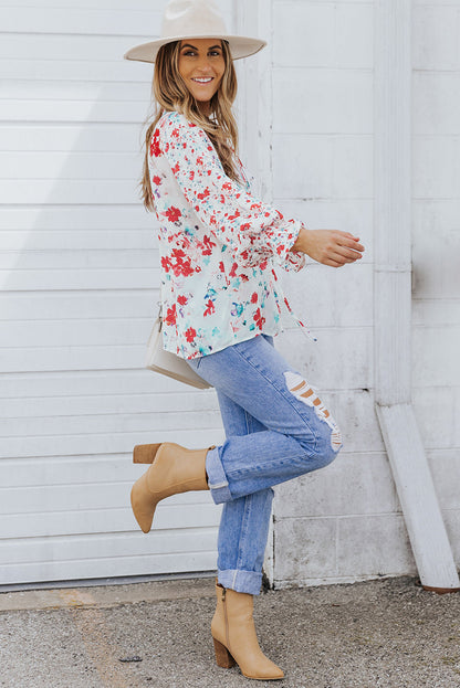 Threaded Pear Mckenna Cakewalk Floral Smocked Blouse