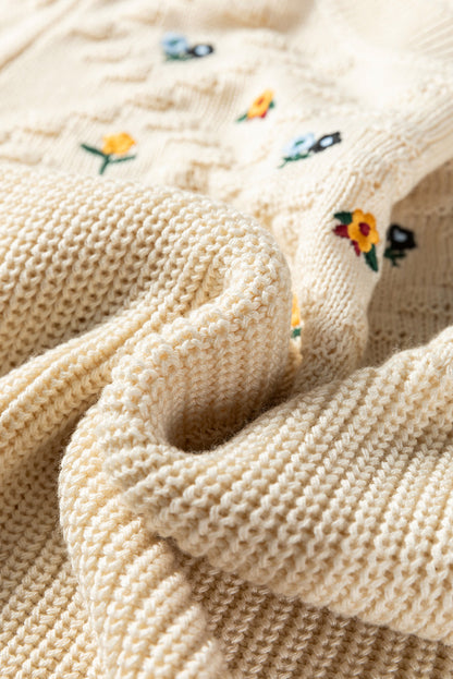 Threaded Pear Paula Embroidered Detail Casual Sweater