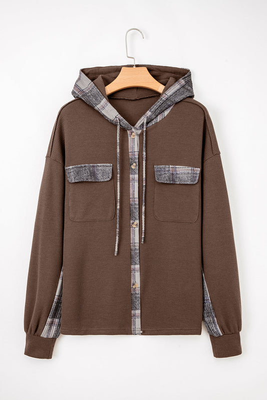 Threaded Pear Marceline Down Drawstring Hooded Shacket