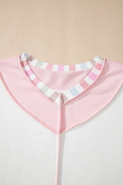 Threaded Pear Promise Color Block Loose Long Sleeve Top