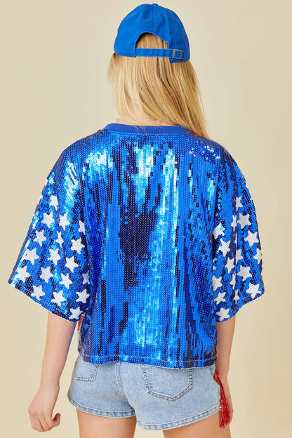 Hillary - USA Sequin Crop Top