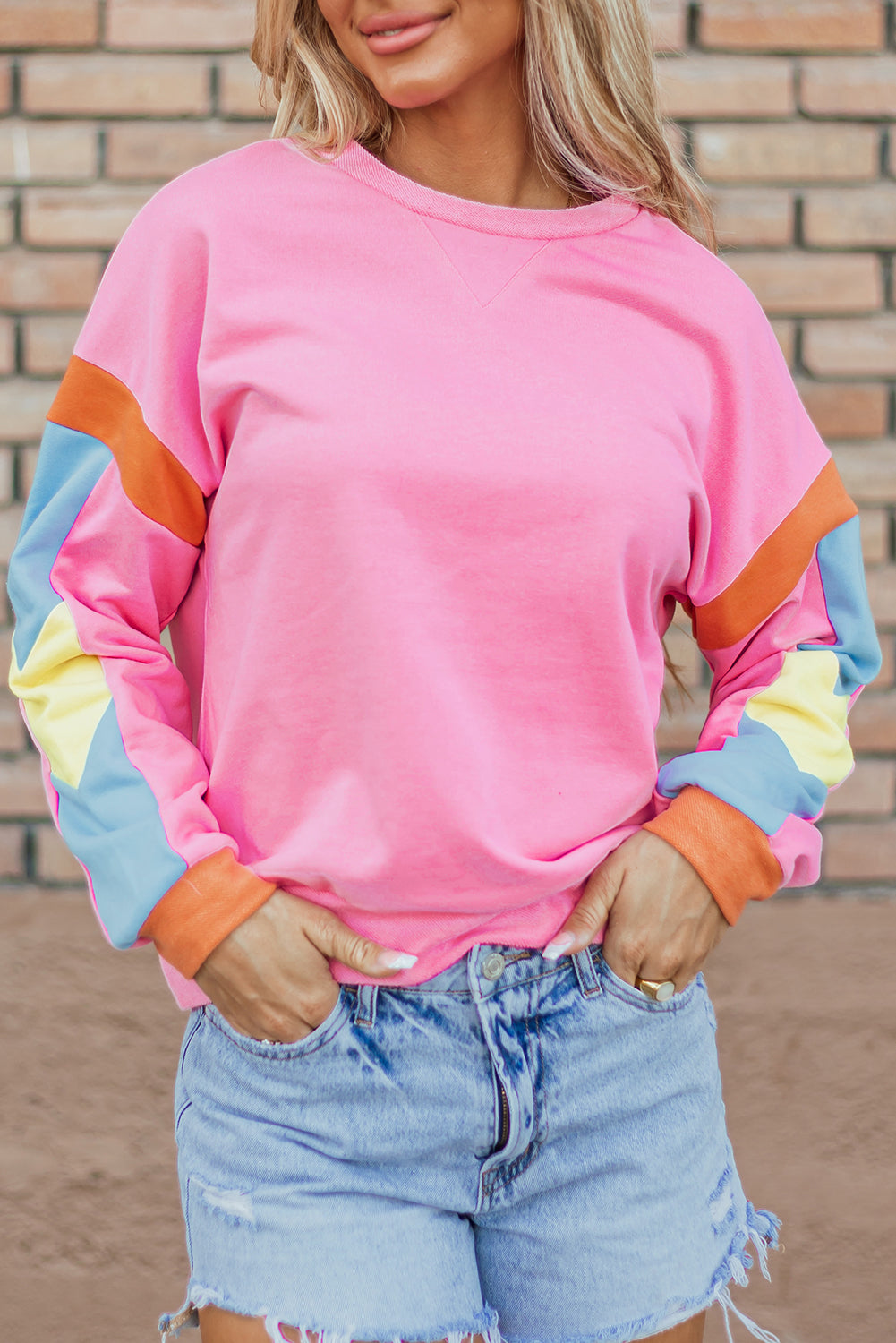 Threaded Pear Veronica Colorblock French Terry Top