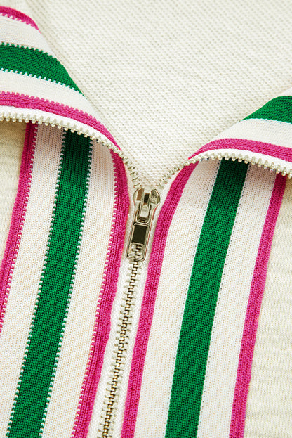 Threaded Pear Felitina Patchwork Zip Collar Pullover