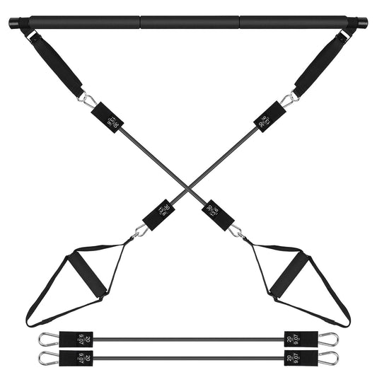 Pilates Bar Kit with 100LBS Resistance Bands Multifunctional Pilates Yoga Toning Bar Full Body Exercise Equipment Set for Beginners Intermediates Prof