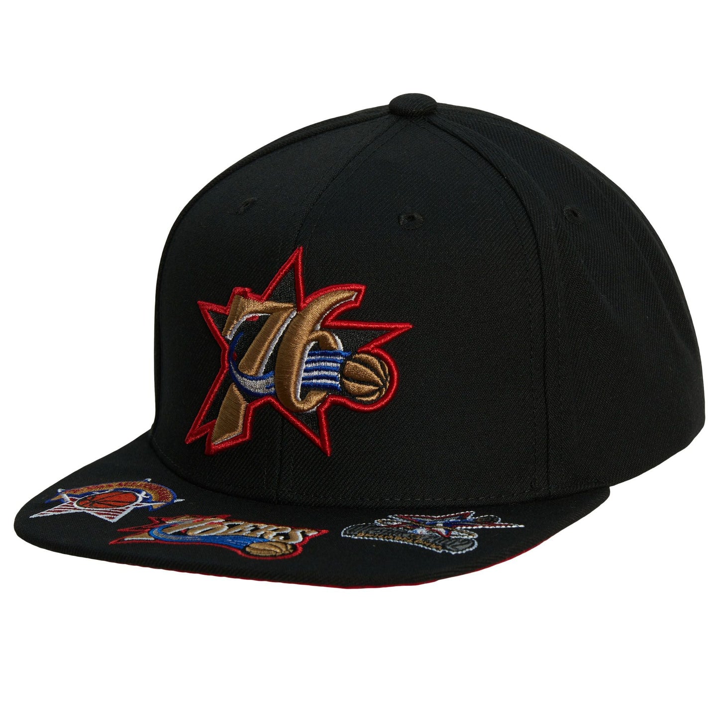 Men's Mitchell & Ness NBA Front Face Snapback Hwc 76Ers - Black