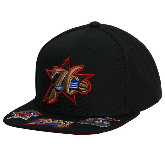 Men's Mitchell & Ness NBA Front Face Snapback Hwc 76Ers - Black