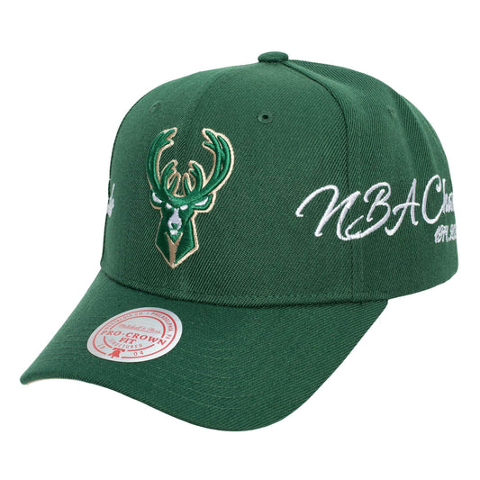 Men's Mitchell & Ness NBA Champ Wrap Pro Snapback Bucks - Green