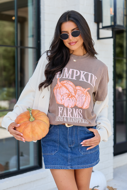 Pumpkin Farms Brown Graphic Tee