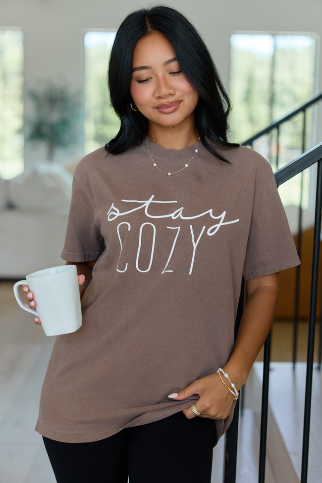 Stay Cozy Brown Graphic Tee