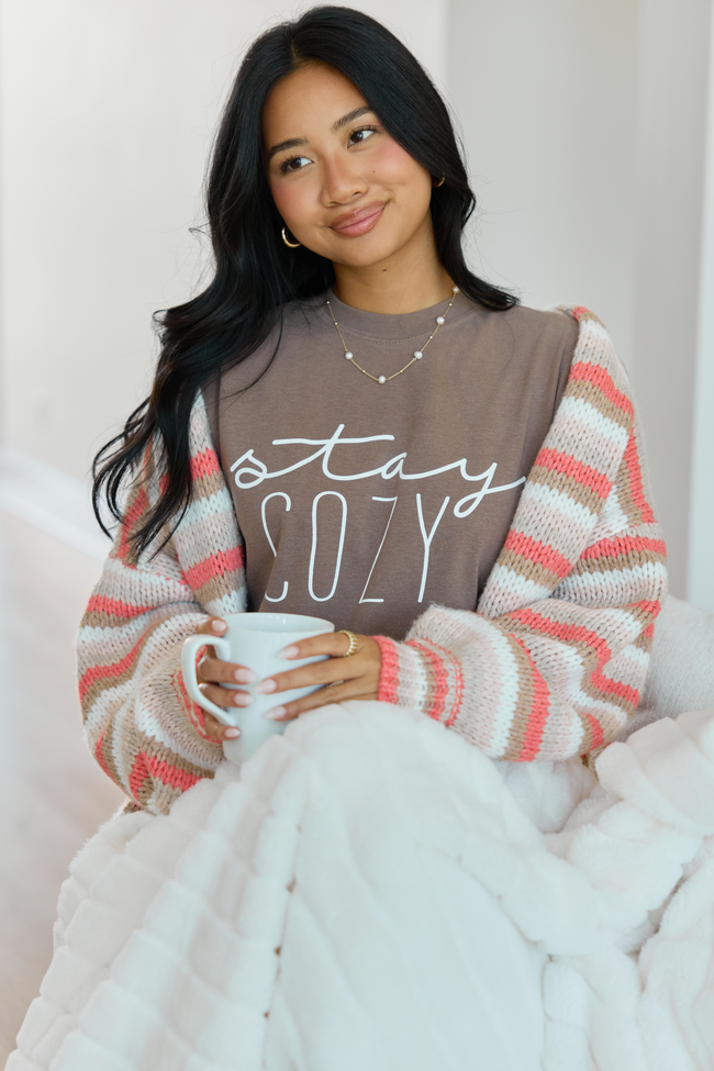 Stay Cozy Brown Graphic Tee