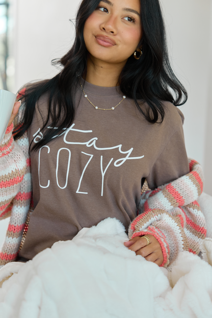 Stay Cozy Brown Graphic Tee
