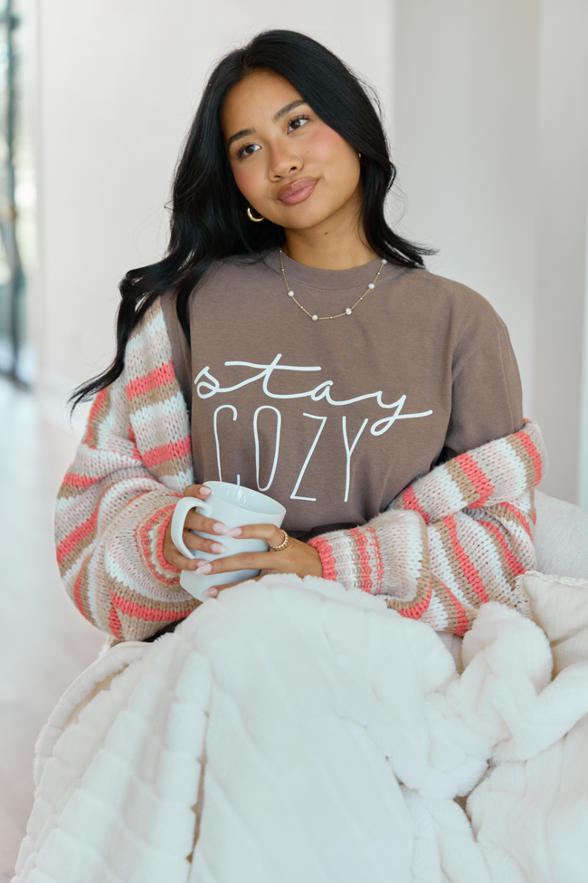 Stay Cozy Brown Graphic Tee
