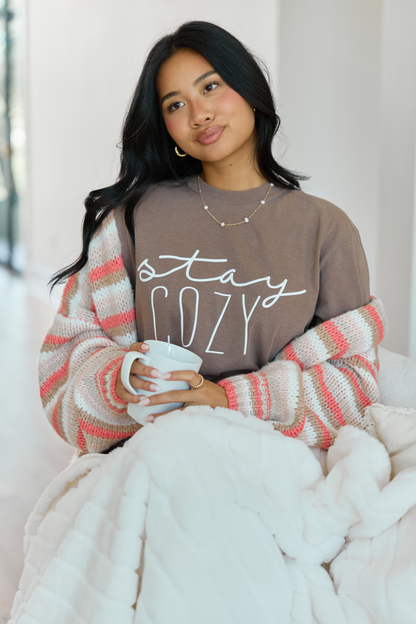 Stay Cozy Brown Graphic Tee