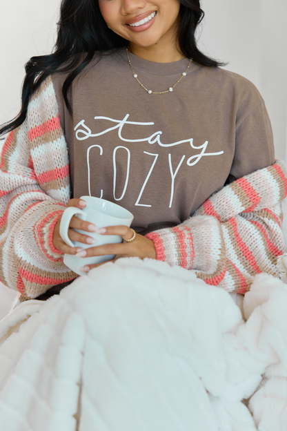 Stay Cozy Brown Graphic Tee