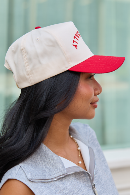Dilly Dally Natural/Red Embroidered Trucker Hat