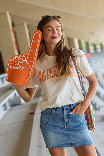 Gameday Orange Gingham Ivory Graphic Tee