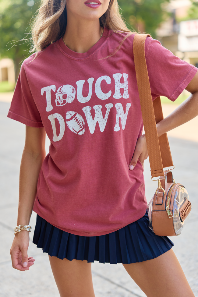 Touchdown Printed Crimson Graphic Tee