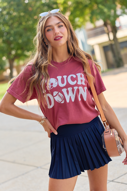 Touchdown Printed Crimson Graphic Tee