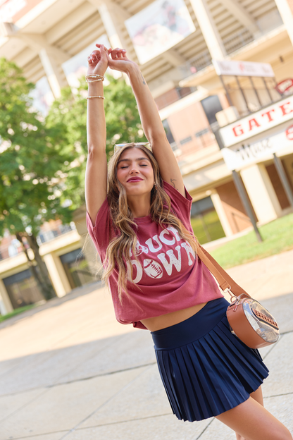 Touchdown Printed Crimson Graphic Tee