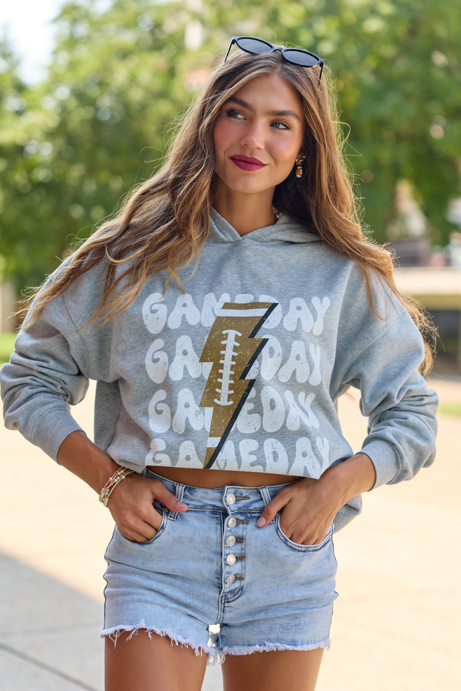 Gameday Football Light Grey Graphic Hoodie